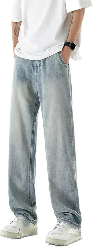 Men's Denim Pants Vintage Inspired Loose Fit Straight Leg Jeans