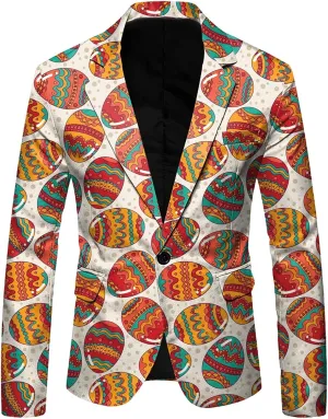 Men's Easter Bunny Egg Blazer Slim Fit Suit Birthday Wedding Party Tuxedo Suits Jacket Coats Lightweight Office Outwear