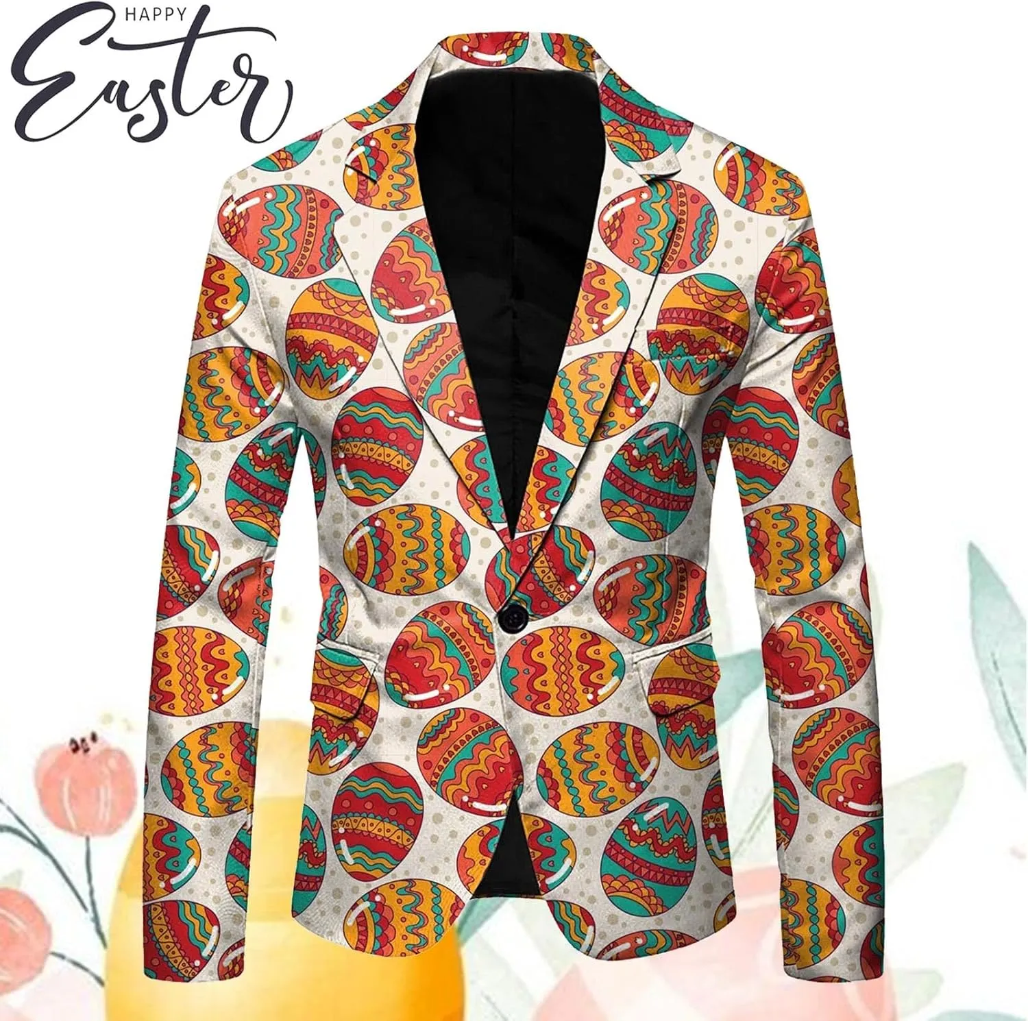 Men's Easter Bunny Egg Blazer Slim Fit Suit Birthday Wedding Party Tuxedo Suits Jacket Coats Lightweight Office Outwear