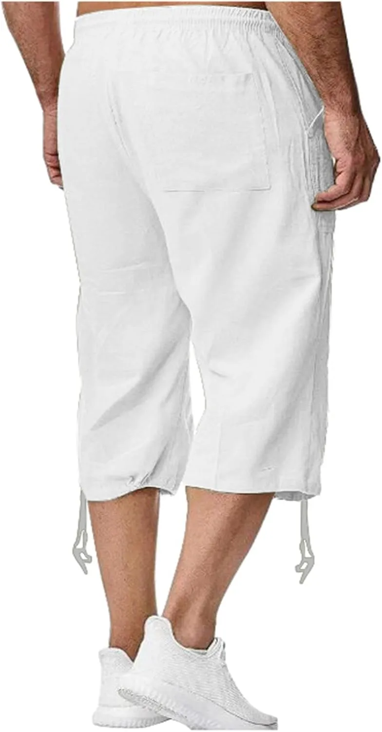 Men's Hawaiian Bermuda Shorts Elastic Waist Drawstring Pant Breathable Soft Shorts Summer Beach Vacation Shorts