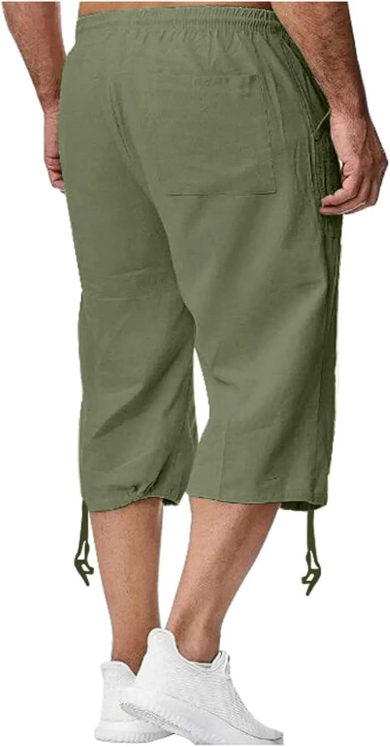 Men's Hawaiian Bermuda Shorts Elastic Waist Drawstring Pant Breathable Soft Shorts Summer Beach Vacation Shorts