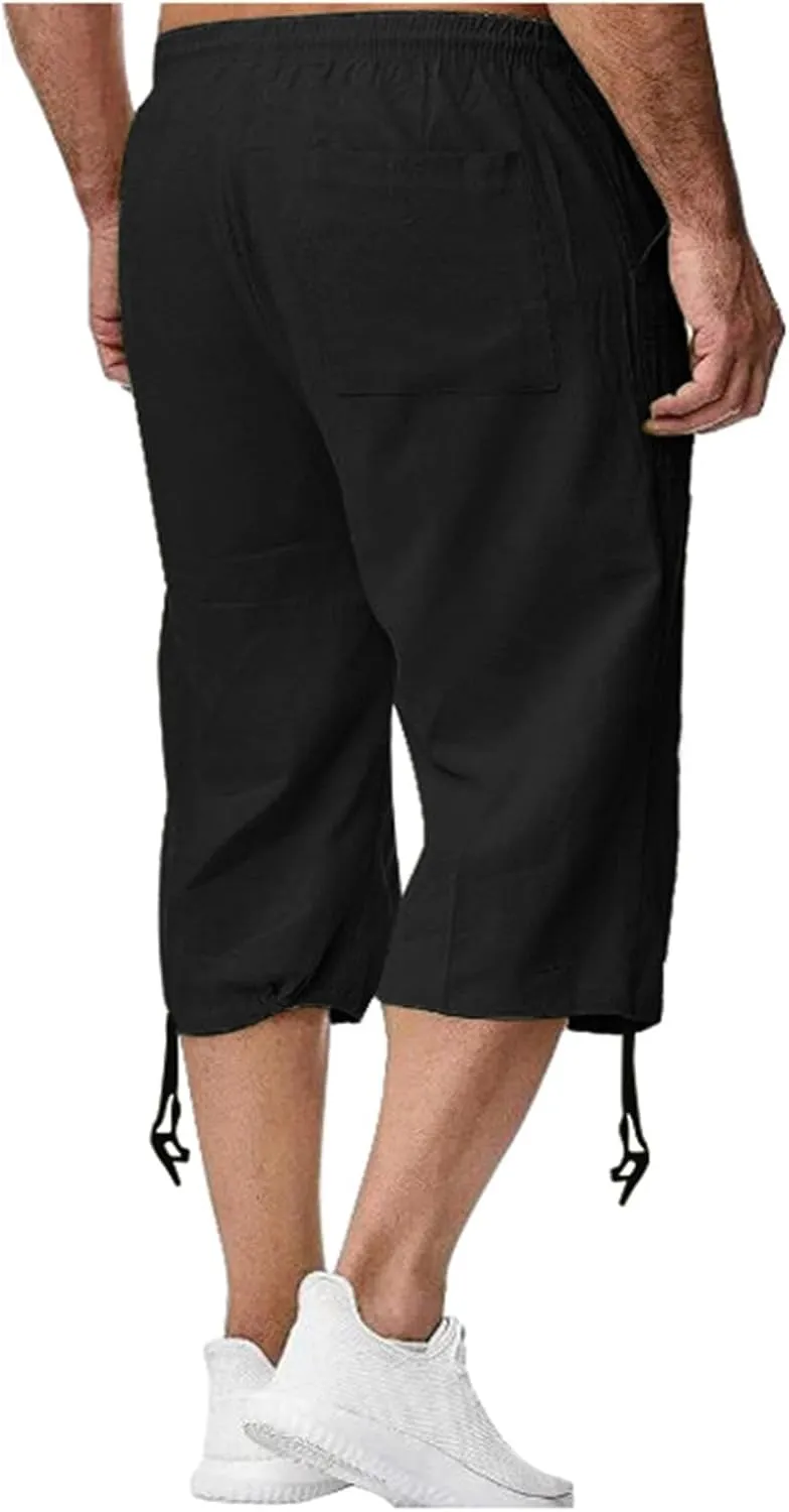 Men's Hawaiian Bermuda Shorts Elastic Waist Drawstring Pant Breathable Soft Shorts Summer Beach Vacation Shorts