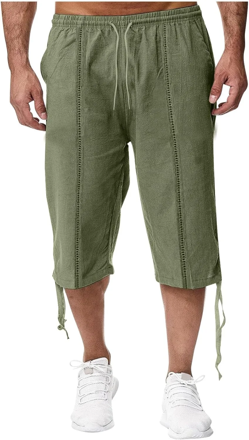 Men's Hawaiian Bermuda Shorts Elastic Waist Drawstring Pant Breathable Soft Shorts Summer Beach Vacation Shorts