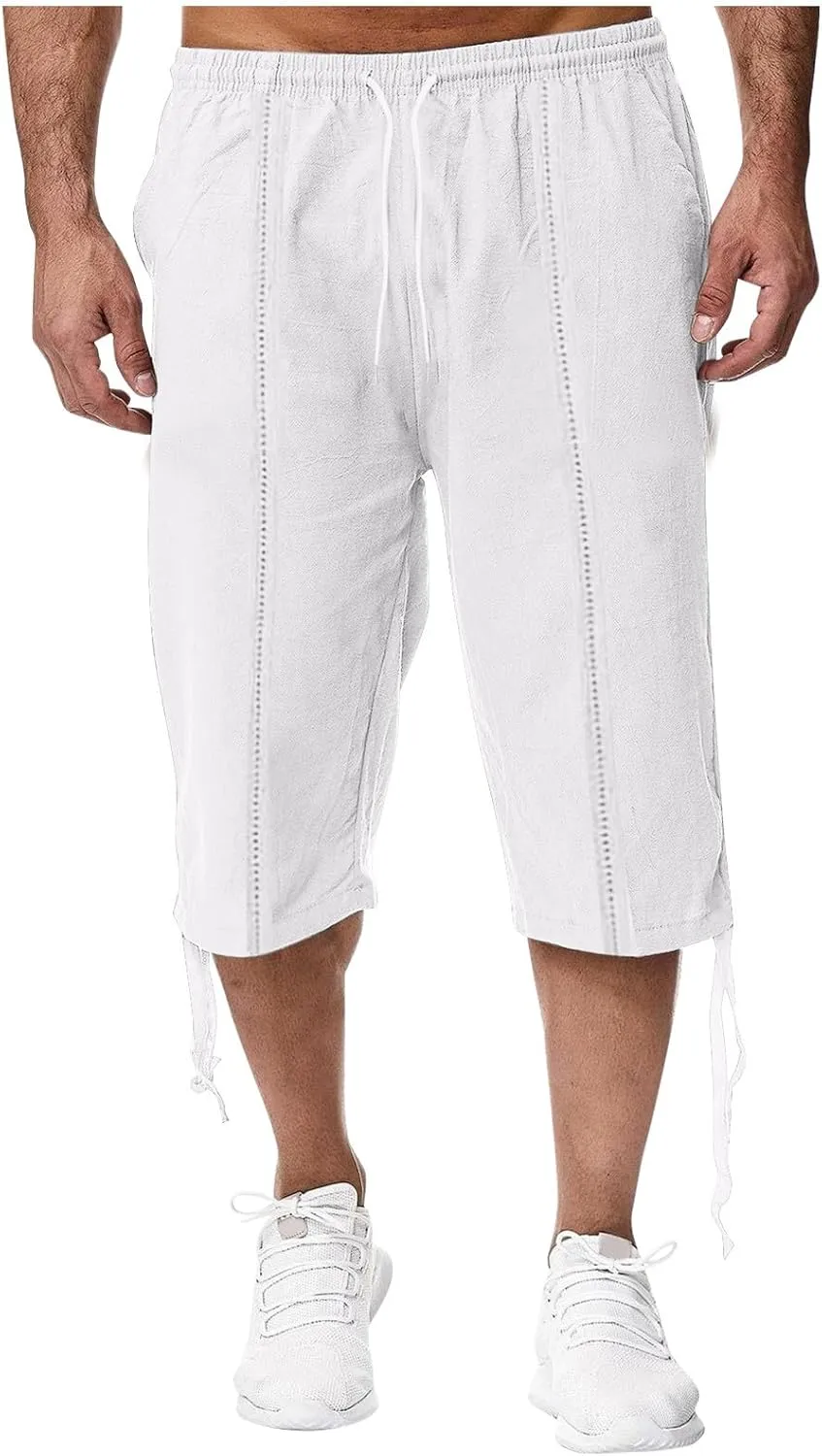 Men's Hawaiian Bermuda Shorts Elastic Waist Drawstring Pant Breathable Soft Shorts Summer Beach Vacation Shorts