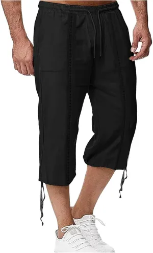 Men's Hawaiian Bermuda Shorts Elastic Waist Drawstring Pant Breathable Soft Shorts Summer Beach Vacation Shorts