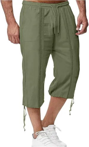 Men's Hawaiian Bermuda Shorts Elastic Waist Drawstring Pant Breathable Soft Shorts Summer Beach Vacation Shorts