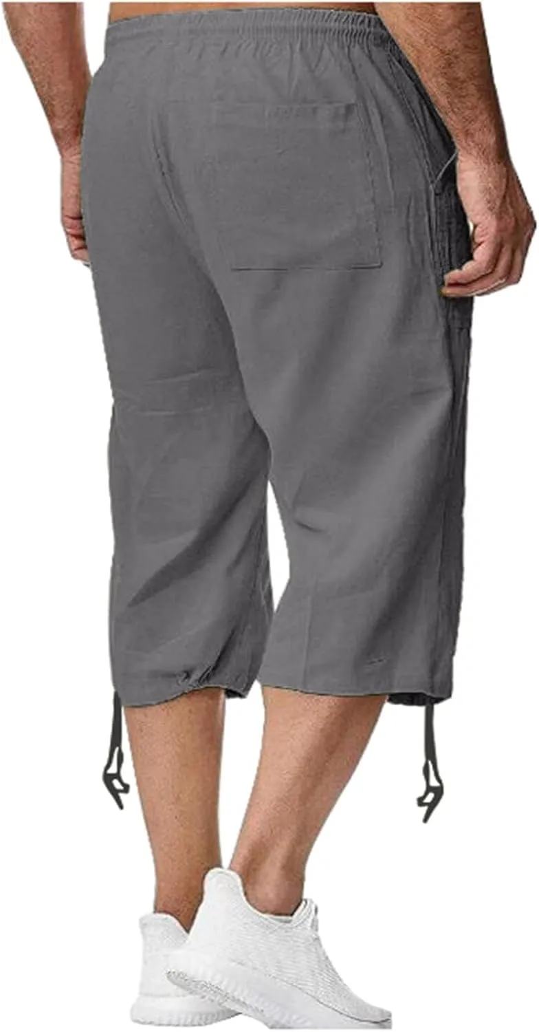 Men's Hawaiian Bermuda Shorts Elastic Waist Drawstring Pant Breathable Soft Shorts Summer Beach Vacation Shorts