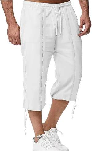 Men's Hawaiian Bermuda Shorts Elastic Waist Drawstring Pant Breathable Soft Shorts Summer Beach Vacation Shorts