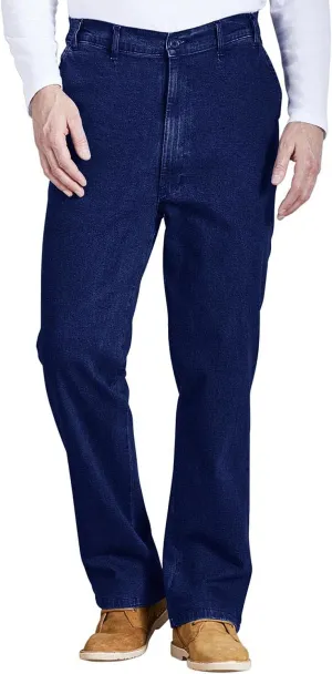 Men's HIGH-Rise Denim Straight Leg Jeans - Elasticated Stretchy Cotton