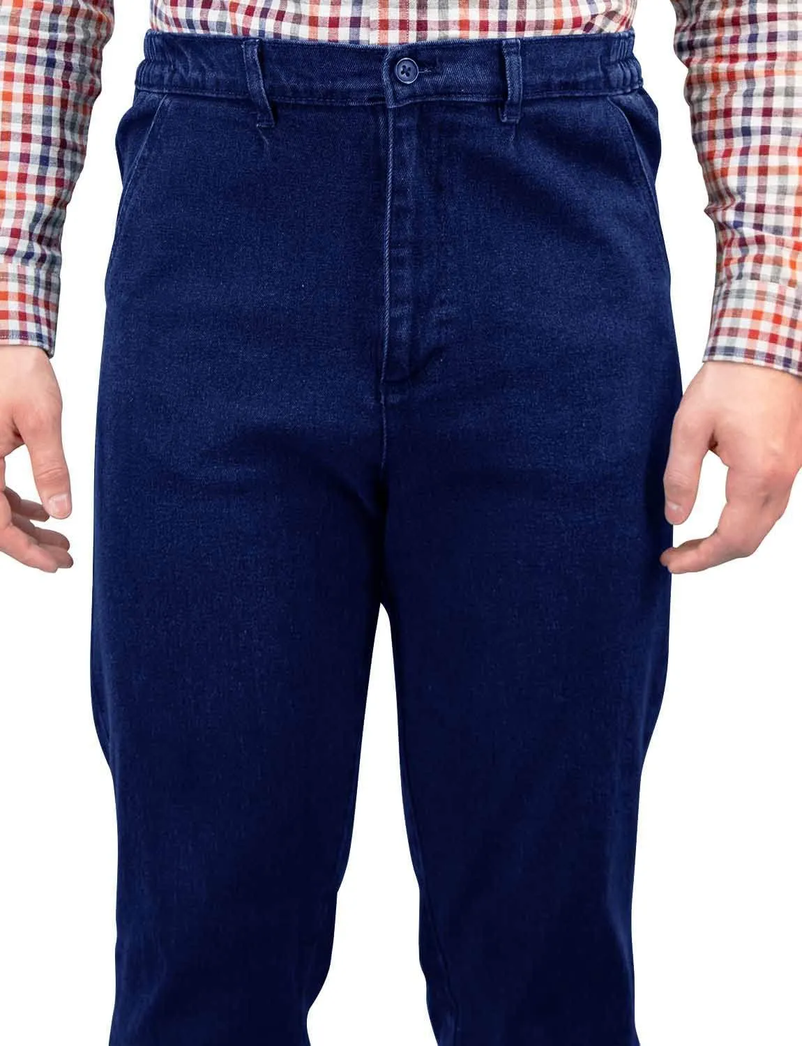 Men's HIGH-Rise Denim Straight Leg Jeans - Elasticated Stretchy Cotton
