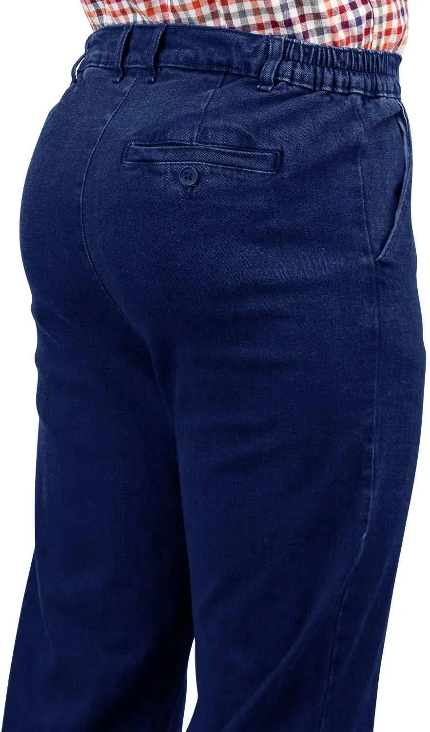 Men's HIGH-Rise Denim Straight Leg Jeans - Elasticated Stretchy Cotton