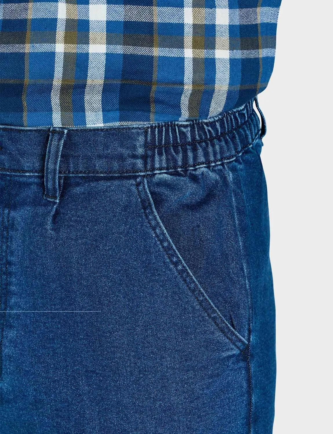 Men's HIGH-Rise Denim Straight Leg Jeans - Elasticated Stretchy Cotton