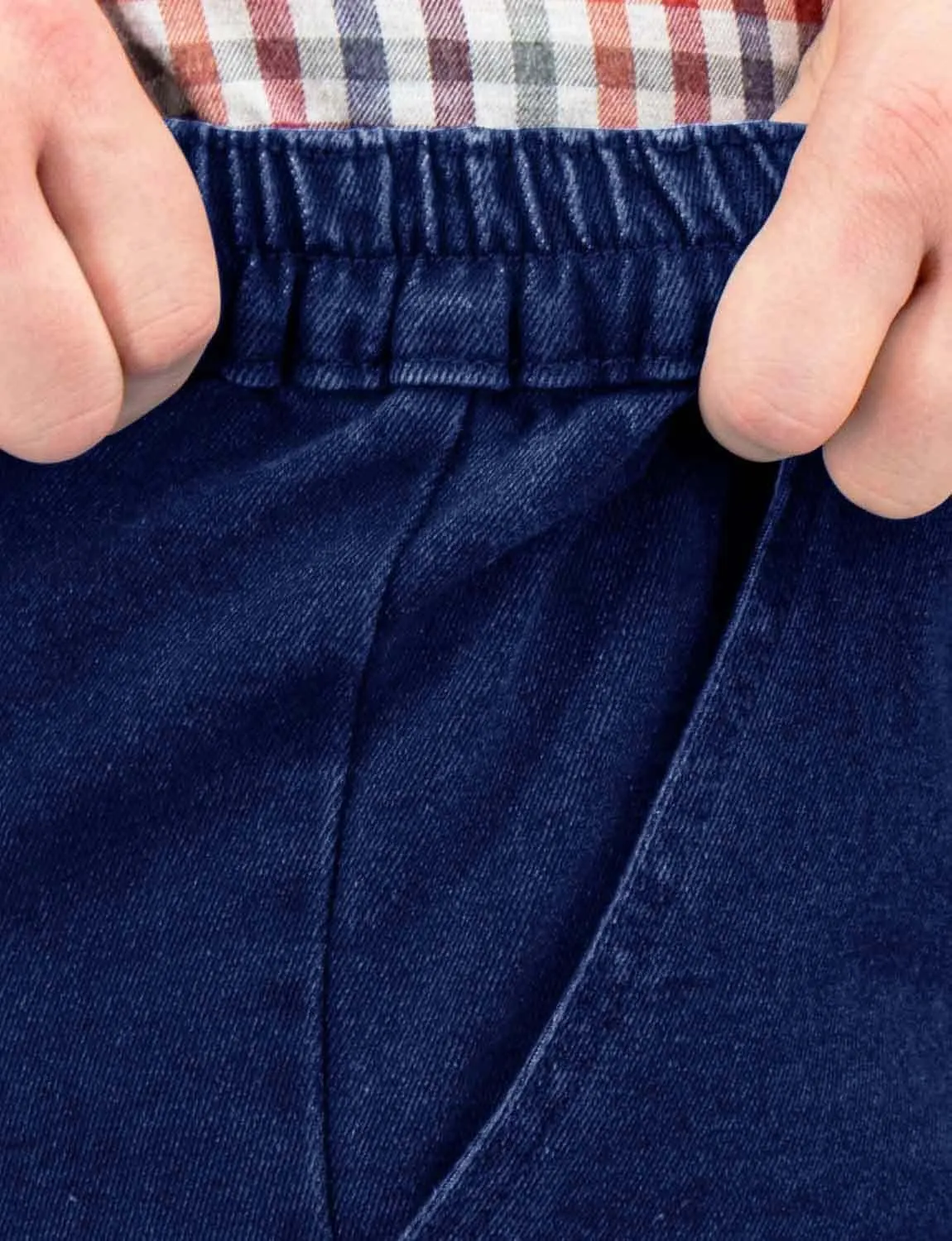 Men's HIGH-Rise Denim Straight Leg Jeans - Elasticated Stretchy Cotton