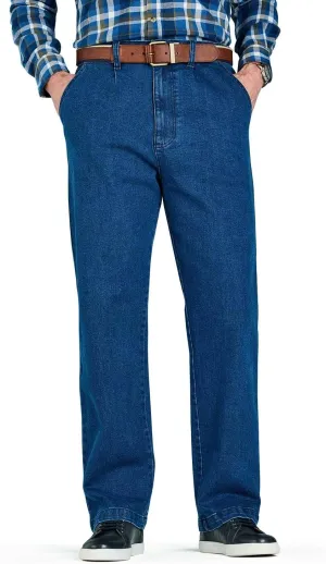 Men's HIGH-Rise Denim Straight Leg Jeans - Elasticated Stretchy Cotton