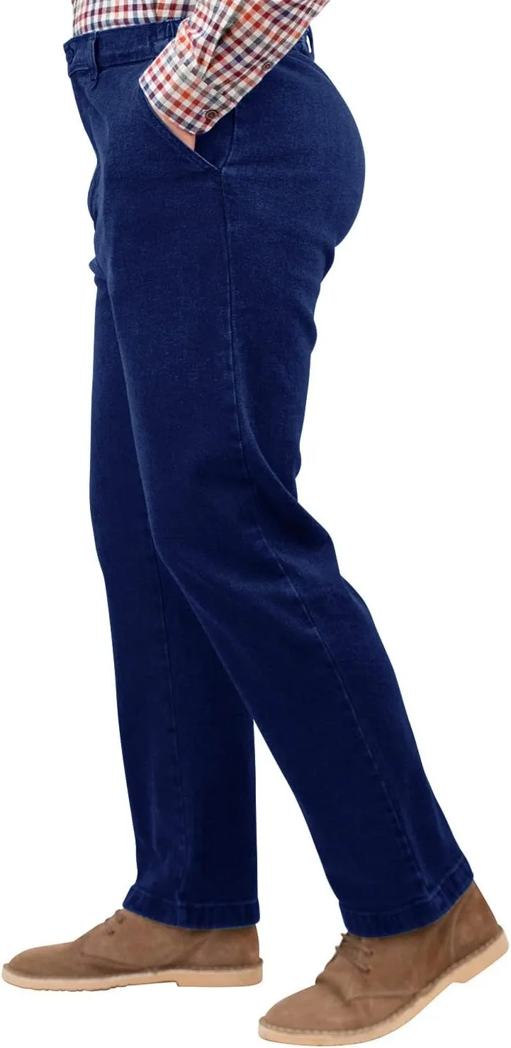 Men's HIGH-Rise Denim Straight Leg Jeans - Elasticated Stretchy Cotton