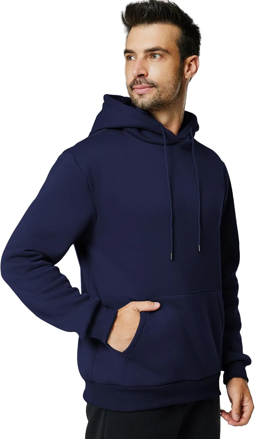 Mens Hooded Sweatshirt Casual Long Sleeve Fleece Hoodies Drawstring Workout Pullover with Kanga Pocket