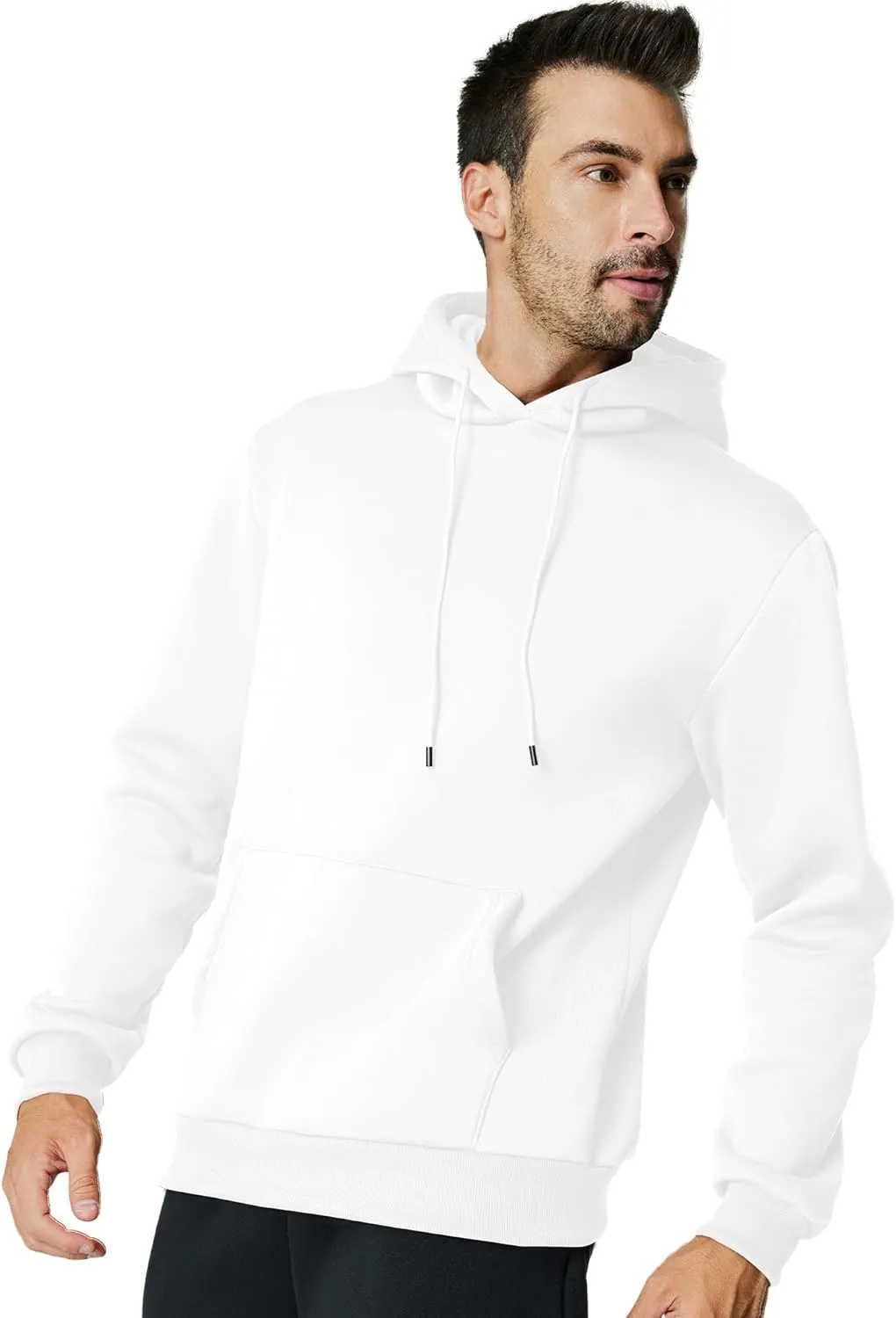 Mens Hooded Sweatshirt Casual Long Sleeve Fleece Hoodies Drawstring Workout Pullover with Kanga Pocket