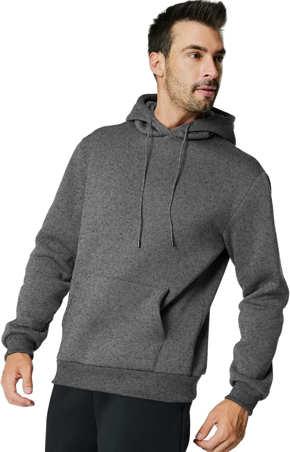 Mens Hooded Sweatshirt Casual Long Sleeve Fleece Hoodies Drawstring Workout Pullover with Kanga Pocket
