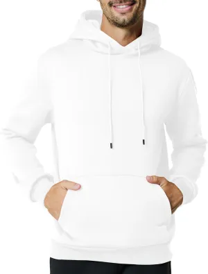 Mens Hooded Sweatshirt Casual Long Sleeve Fleece Hoodies Drawstring Workout Pullover with Kanga Pocket