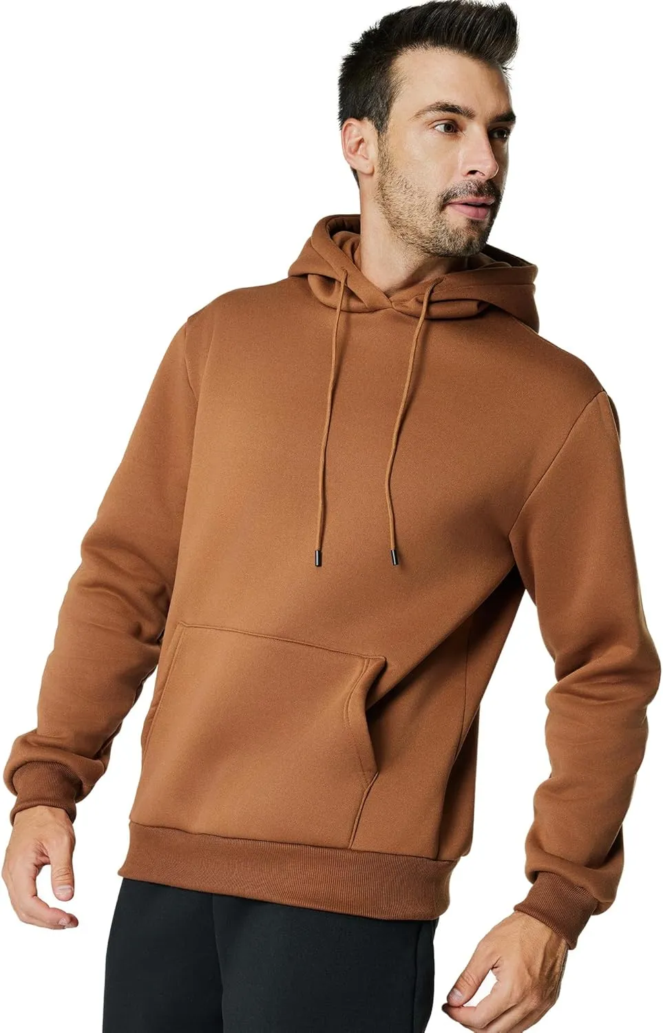 Mens Hooded Sweatshirt Casual Long Sleeve Fleece Hoodies Drawstring Workout Pullover with Kanga Pocket