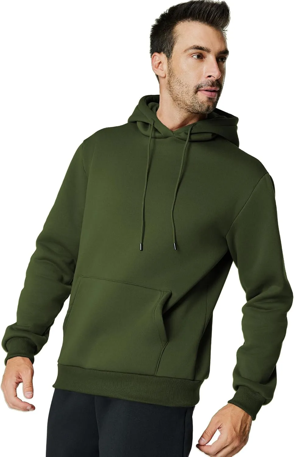 Mens Hooded Sweatshirt Casual Long Sleeve Fleece Hoodies Drawstring Workout Pullover with Kanga Pocket