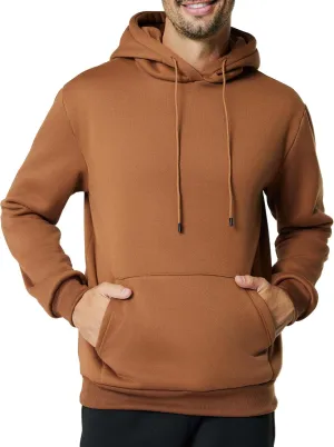 Mens Hooded Sweatshirt Casual Long Sleeve Fleece Hoodies Drawstring Workout Pullover with Kanga Pocket