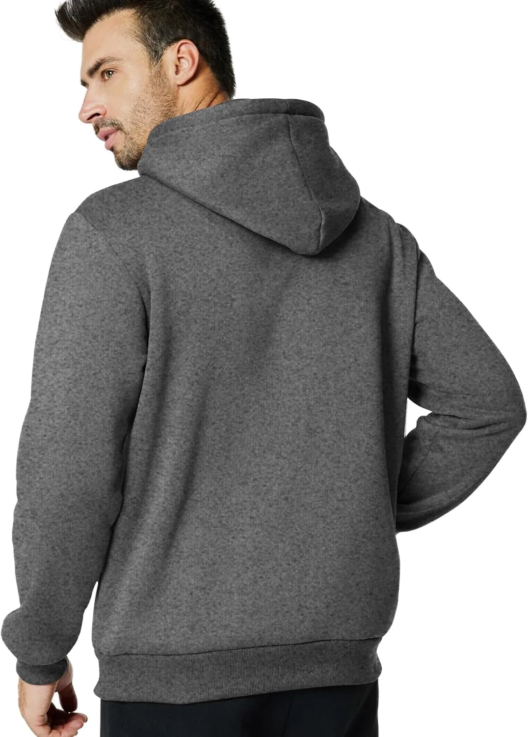 Mens Hooded Sweatshirt Casual Long Sleeve Fleece Hoodies Drawstring Workout Pullover with Kanga Pocket
