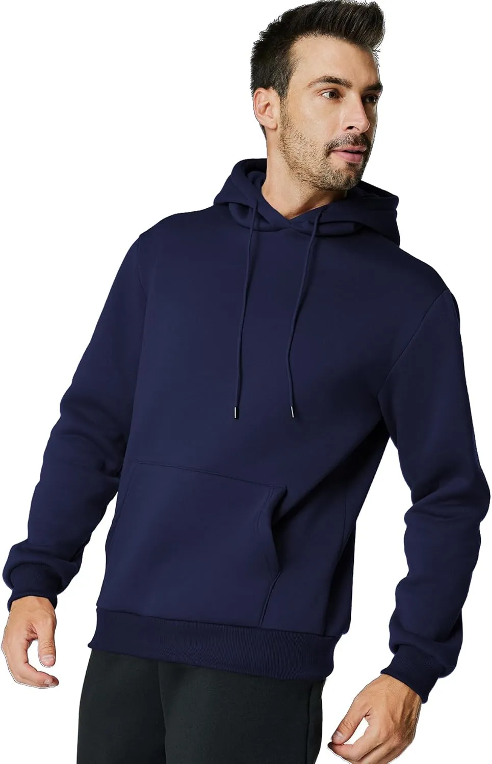 Mens Hooded Sweatshirt Casual Long Sleeve Fleece Hoodies Drawstring Workout Pullover with Kanga Pocket
