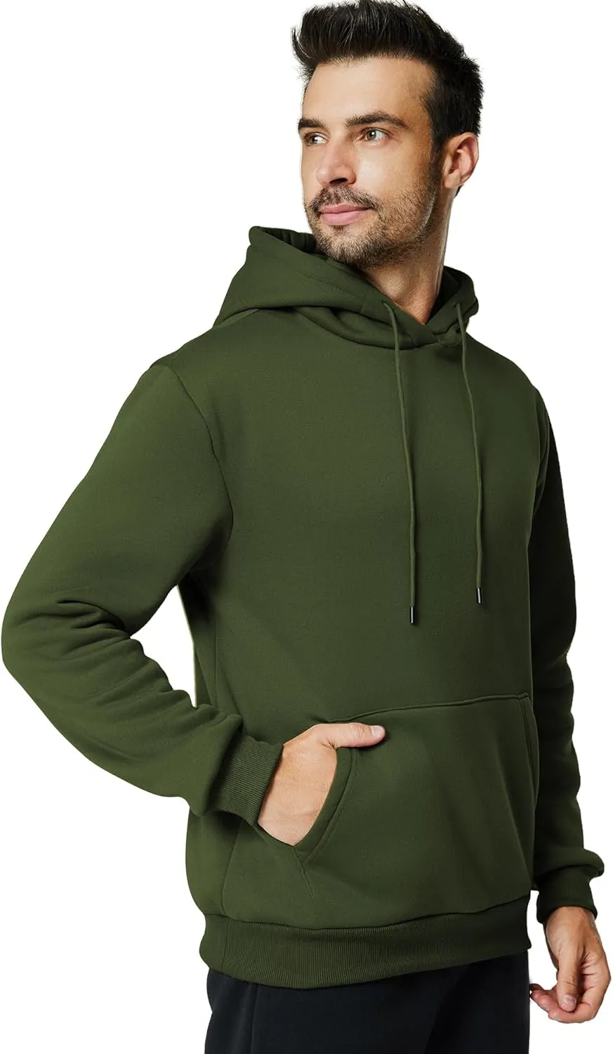 Mens Hooded Sweatshirt Casual Long Sleeve Fleece Hoodies Drawstring Workout Pullover with Kanga Pocket