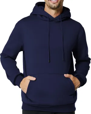 Mens Hooded Sweatshirt Casual Long Sleeve Fleece Hoodies Drawstring Workout Pullover with Kanga Pocket