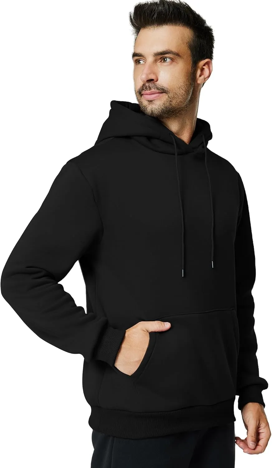 Mens Hooded Sweatshirt Casual Long Sleeve Fleece Hoodies Drawstring Workout Pullover with Kanga Pocket