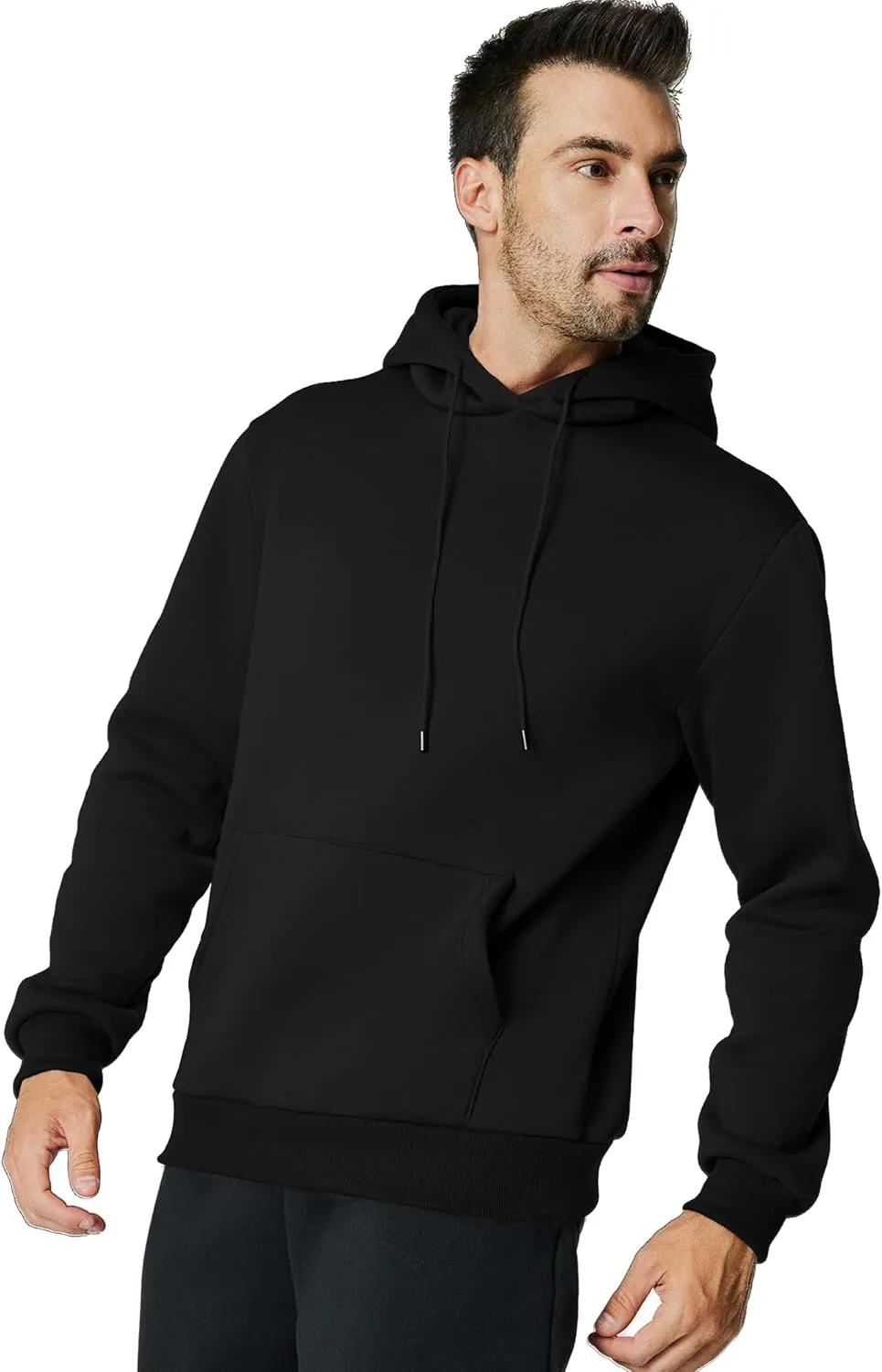 Mens Hooded Sweatshirt Casual Long Sleeve Fleece Hoodies Drawstring Workout Pullover with Kanga Pocket