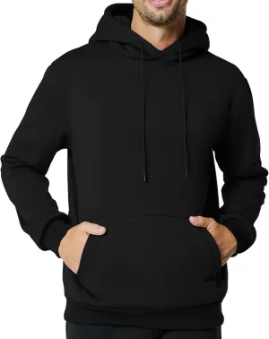 Mens Hooded Sweatshirt Casual Long Sleeve Fleece Hoodies Drawstring Workout Pullover with Kanga Pocket