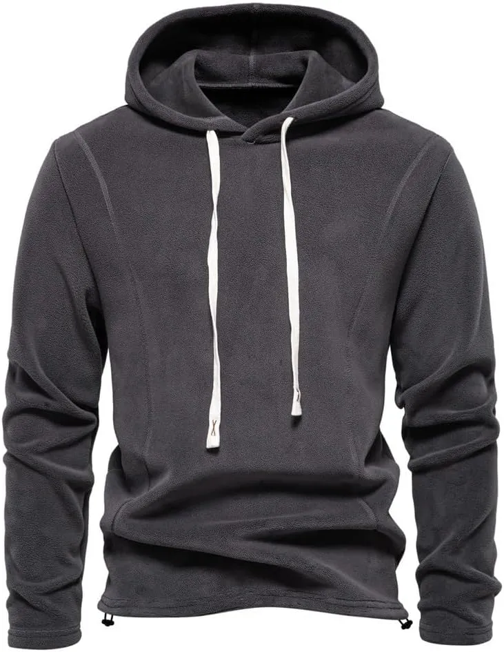 Mens Hooded Sweatshirt Casual Long Sleeve Fleece Hoodies Drawstring Workout Pullover with Pocket