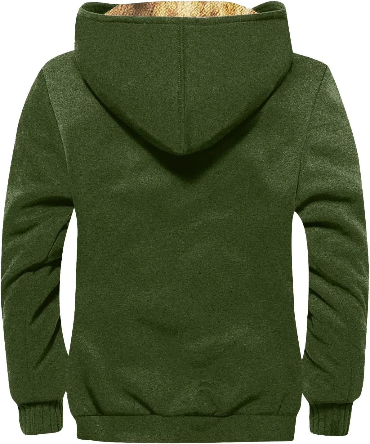 Men's Insulated Flannel Jacket Fleece Lined Plaid Coat Full Zip Up Hoodie Winter Outwear