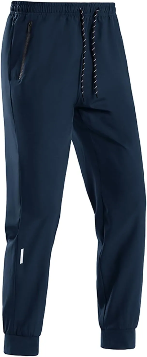 Men's Joggers Pants Lightweight Quick Dry Athletic Sweatpants Stretch Drawstring Tapered Pants with Zipper Pockets