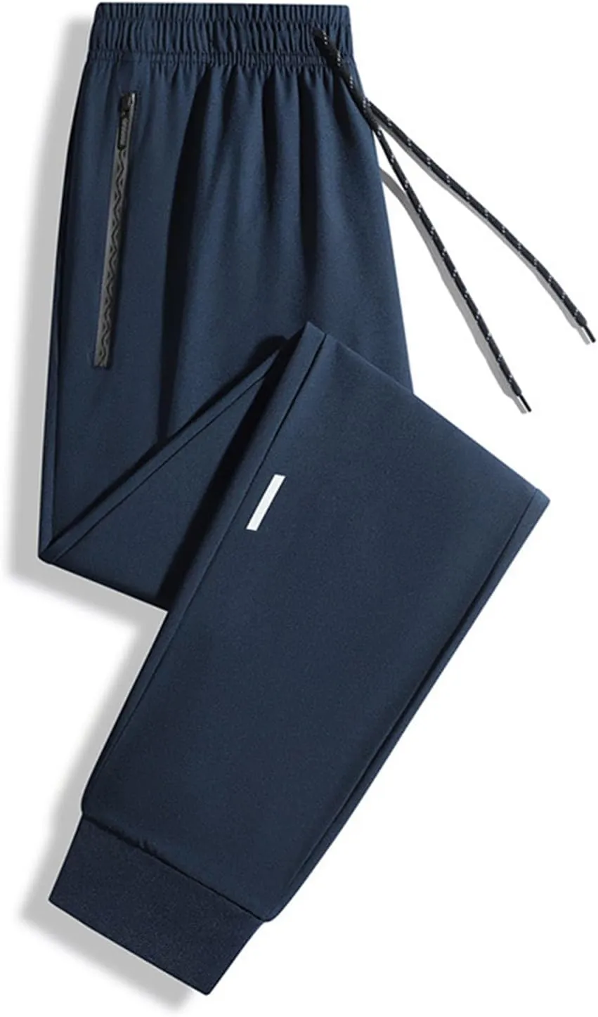Men's Joggers Pants Lightweight Quick Dry Athletic Sweatpants Stretch Drawstring Tapered Pants with Zipper Pockets