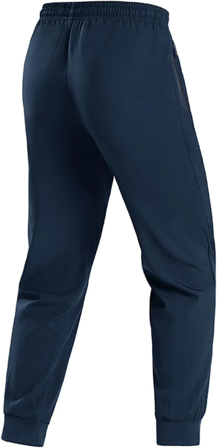 Men's Joggers Pants Lightweight Quick Dry Athletic Sweatpants Stretch Drawstring Tapered Pants with Zipper Pockets