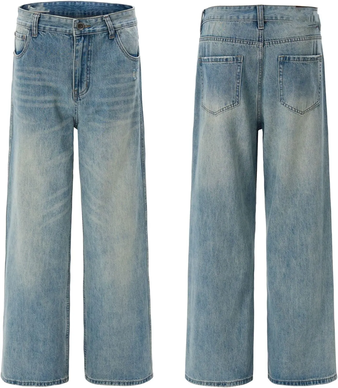 Men's Light Blue Pants Loose Fit Straight Leg Jeans