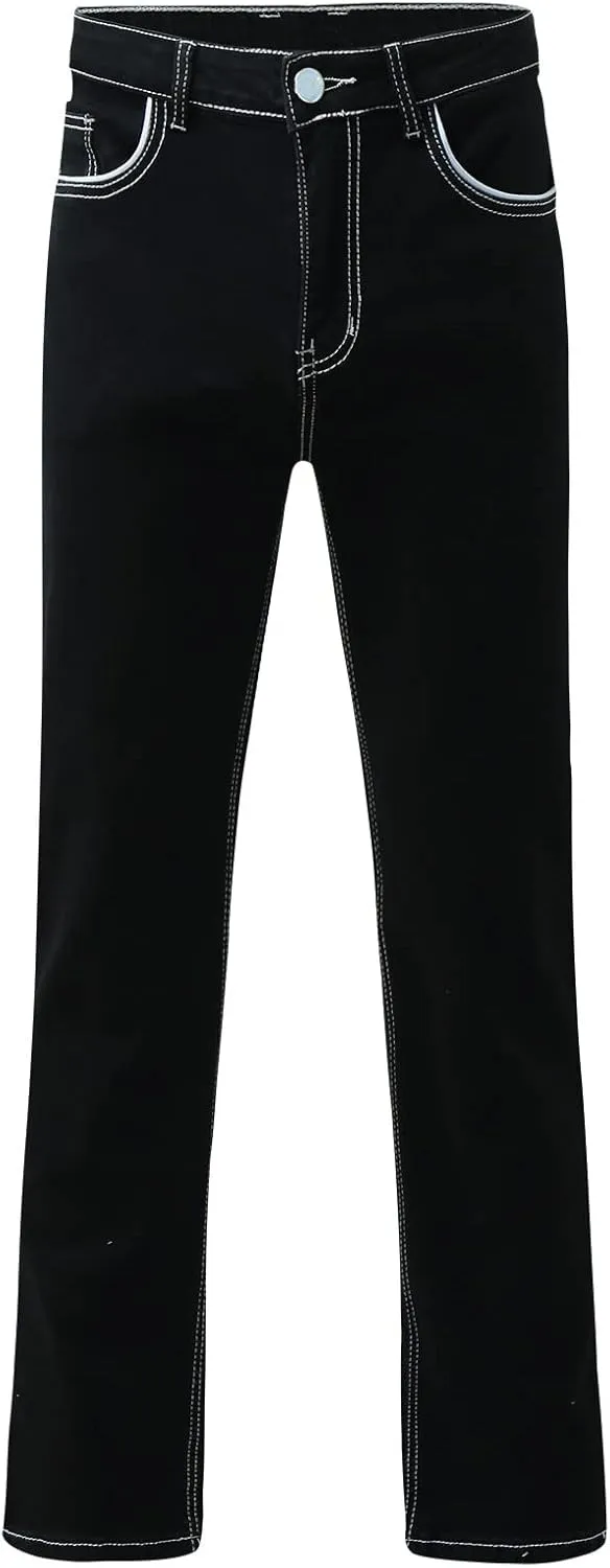 Mens Relaxed Fit Denim Jeans Distressed Stretch Straight Leg Denim Pants Washed Western Cowboys Casual Jean Jegggings