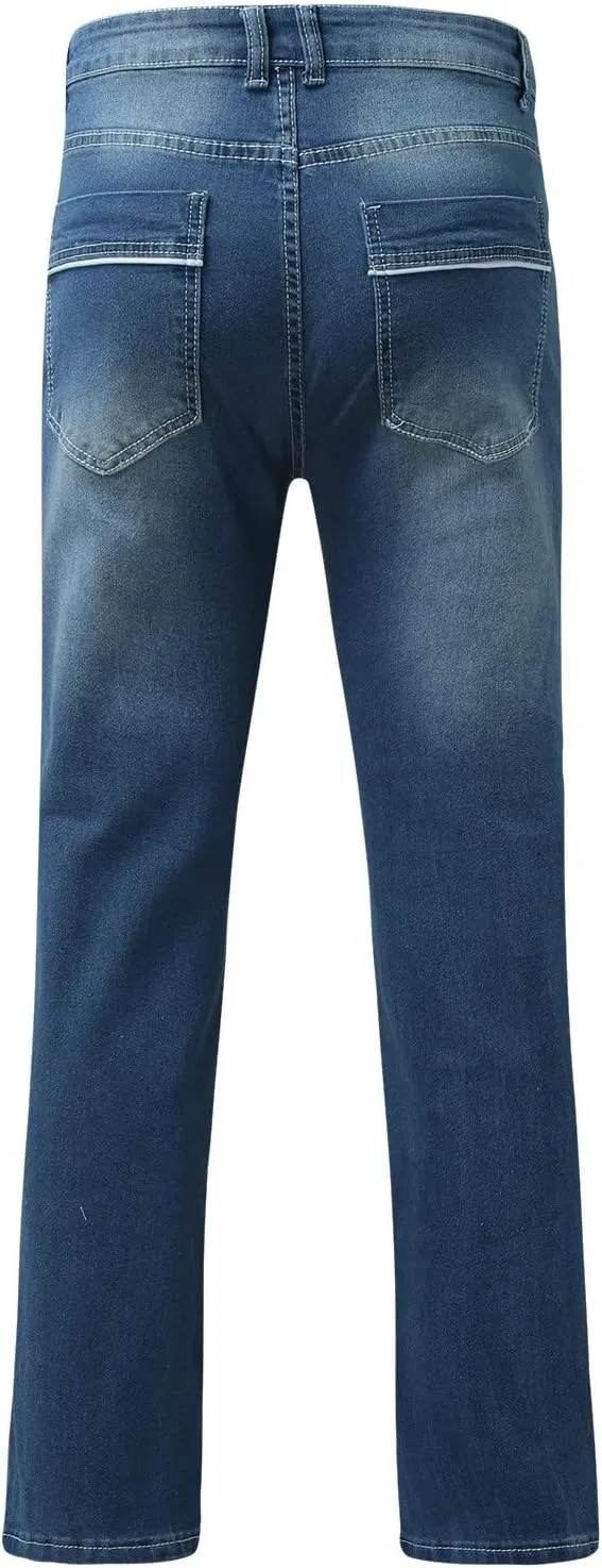 Mens Relaxed Fit Denim Jeans Distressed Stretch Straight Leg Denim Pants Washed Western Cowboys Casual Jean Jegggings