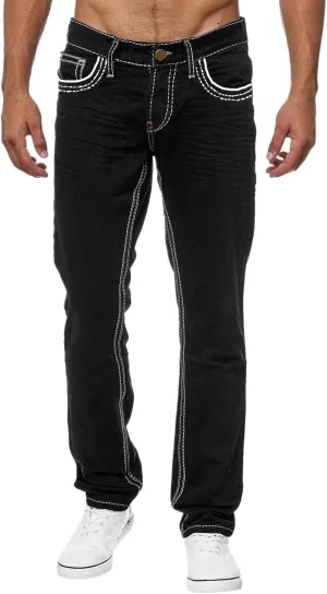Mens Relaxed Fit Denim Jeans Distressed Stretch Straight Leg Denim Pants Washed Western Cowboys Casual Jean Jegggings