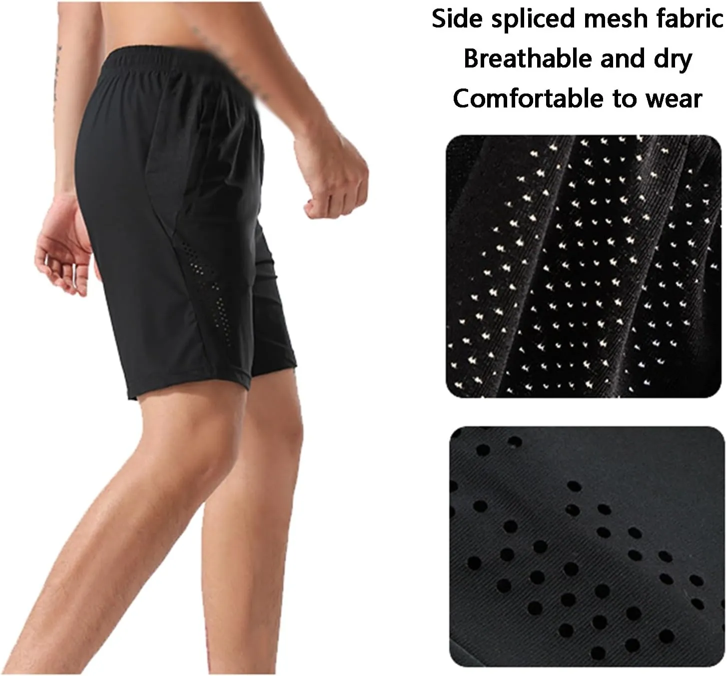 Men's Running Shorts with Zipper Pockets, Lightweight Quick Dry Gym Workout Athletic Shorts for Summer