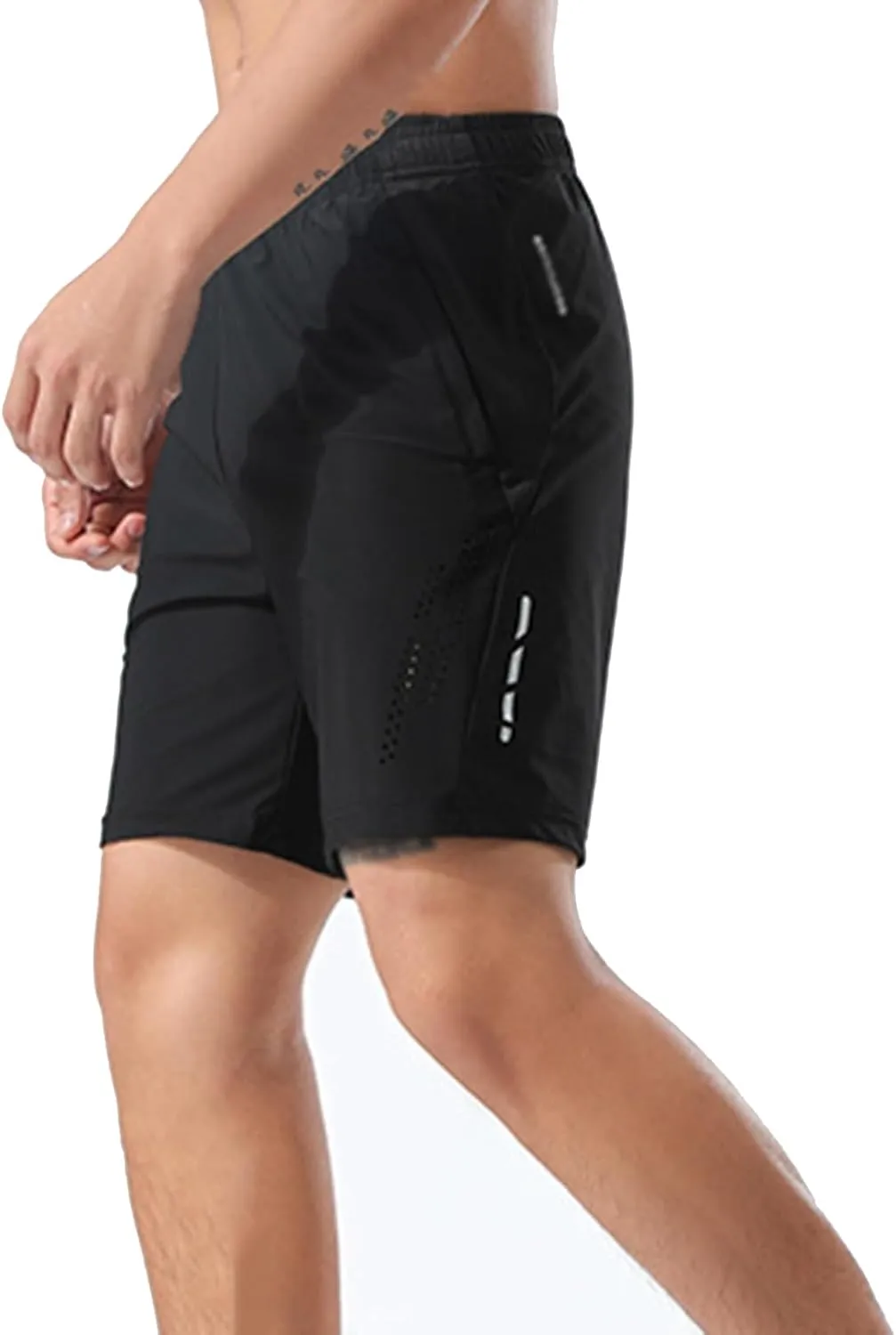 Men's Running Shorts with Zipper Pockets, Lightweight Quick Dry Gym Workout Athletic Shorts for Summer