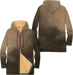 Mens Sherpa Hoodie Full-Zip Casual Fleece Hoodies Warm Winter Heavyweight Hooded