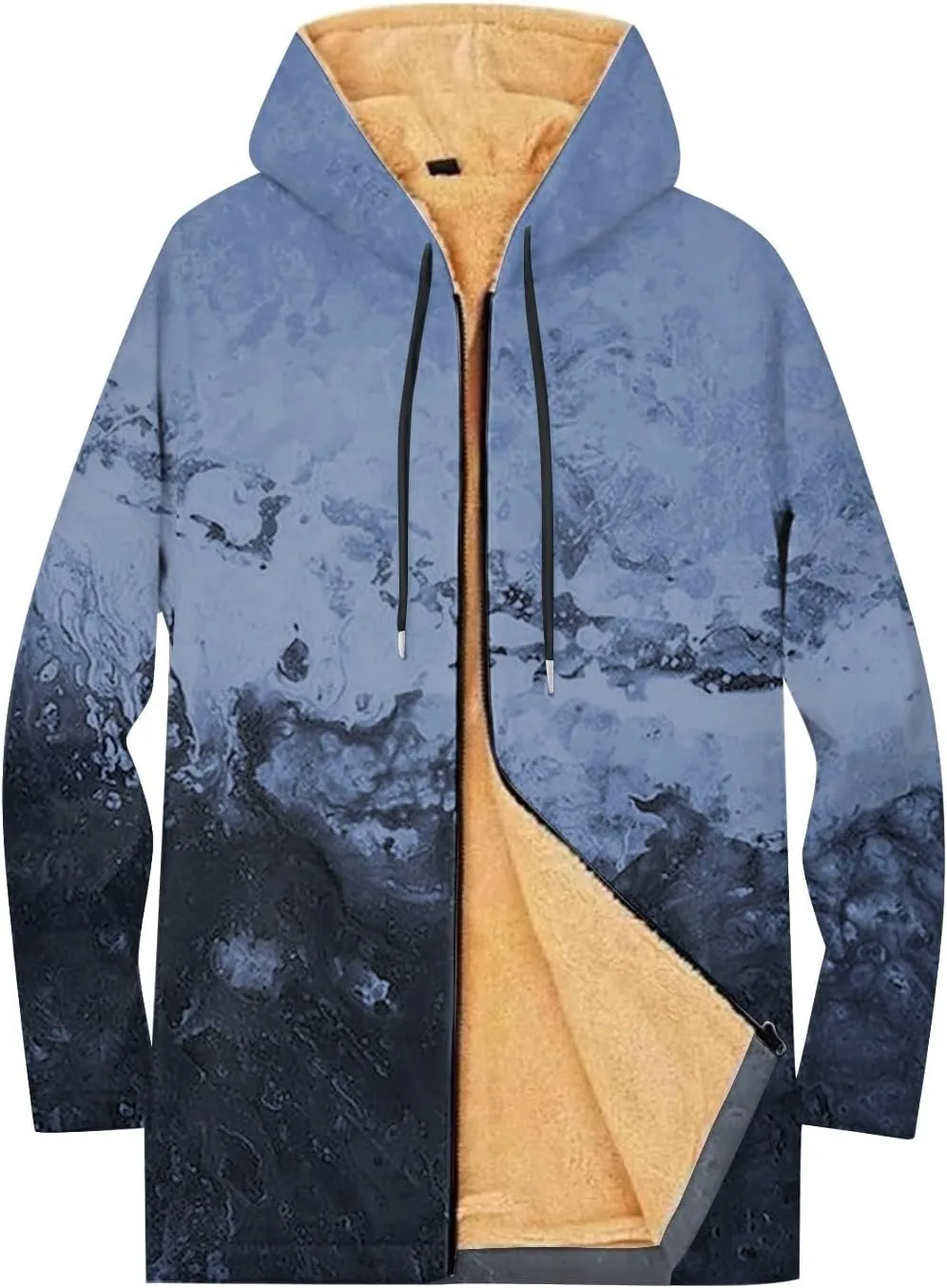 Mens Sherpa Hoodie Full-Zip Casual Fleece Hoodies Warm Winter Heavyweight Hooded
