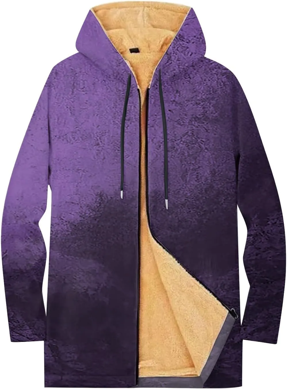 Mens Sherpa Hoodie Full-Zip Casual Fleece Hoodies Warm Winter Heavyweight Hooded