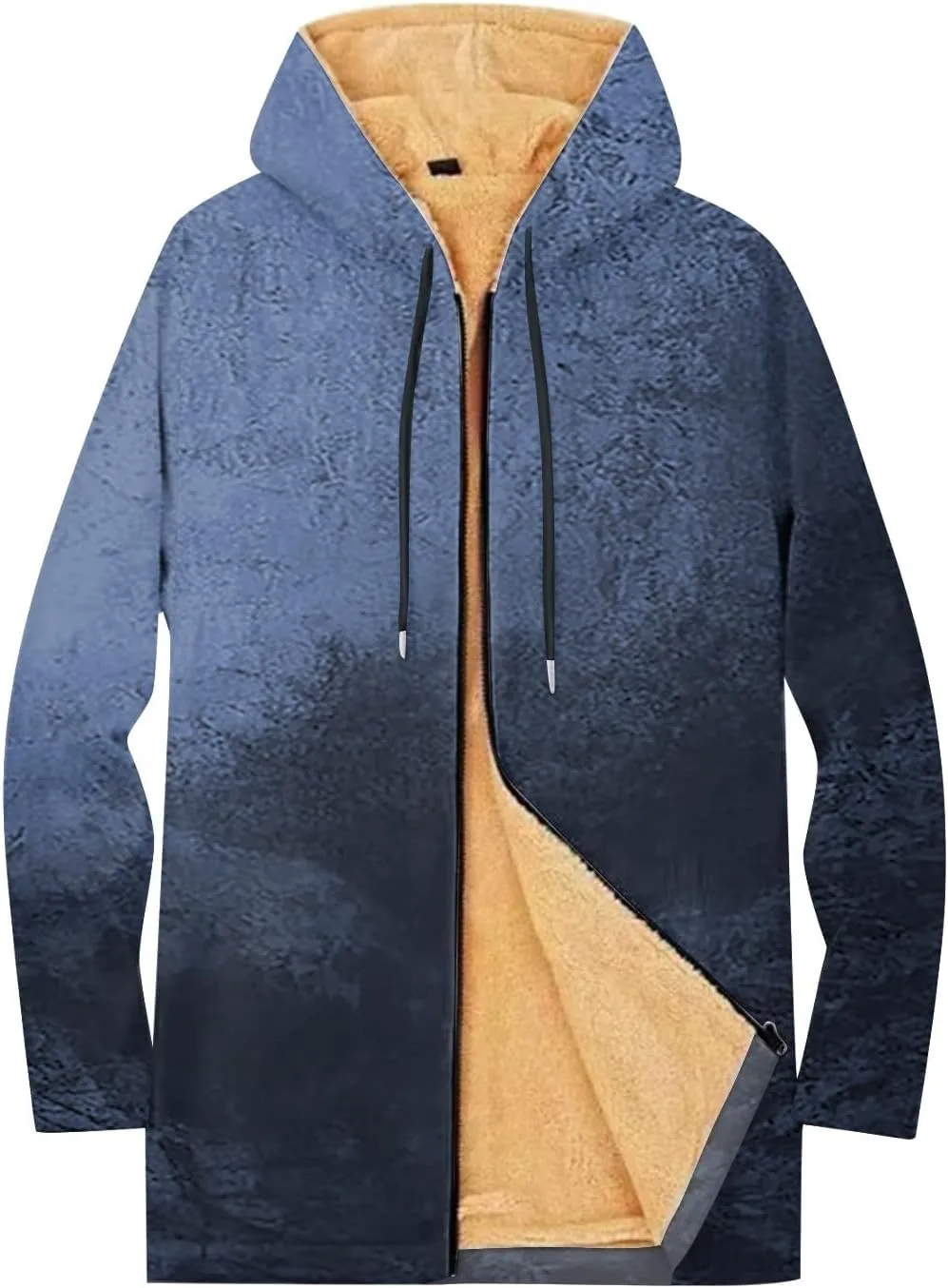 Mens Sherpa Hoodie Full-Zip Casual Fleece Hoodies Warm Winter Heavyweight Hooded