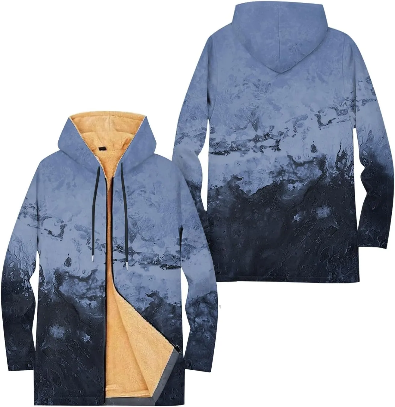Mens Sherpa Hoodie Full-Zip Casual Fleece Hoodies Warm Winter Heavyweight Hooded