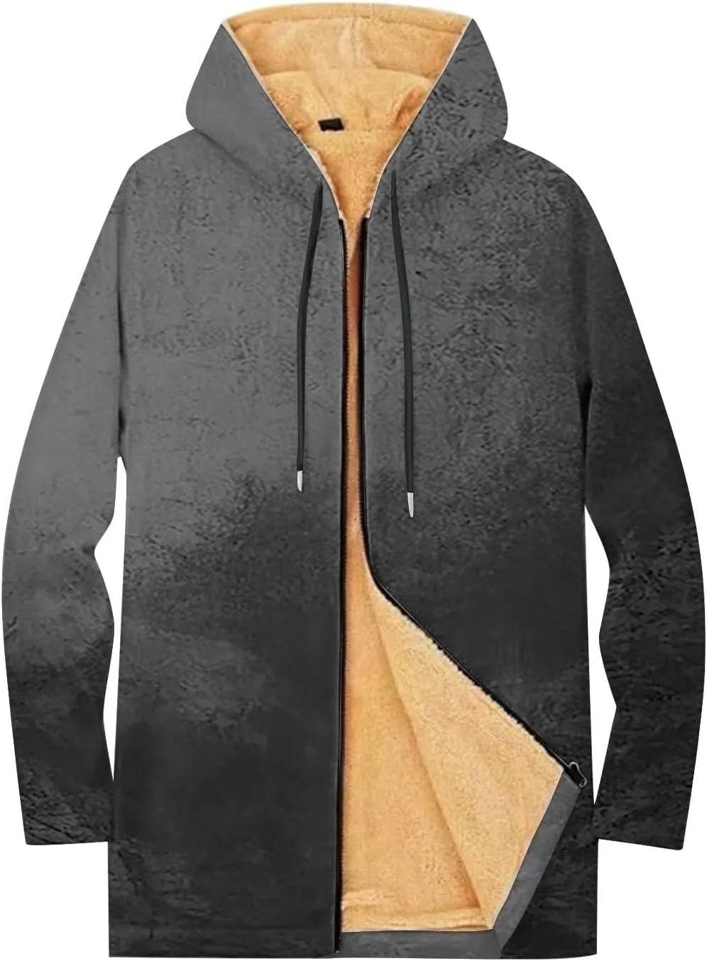 Mens Sherpa Hoodie Full-Zip Casual Fleece Hoodies Warm Winter Heavyweight Hooded